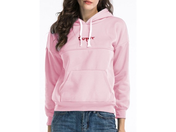 Embroidery Hooded Letter Pullover Regular Spring Casual Long Sleeve Hoodies